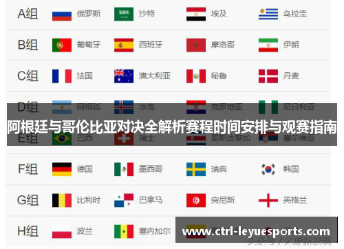 阿根廷与哥伦比亚对决全解析赛程时间安排与观赛指南